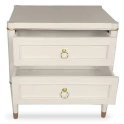 Table de chevet élégante 2 tiroirs Optimus Beige clair et Or
