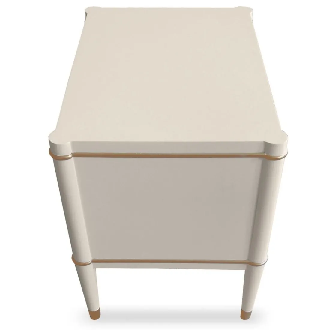 Table de chevet élégante 2 tiroirs Optimus Beige clair et Or