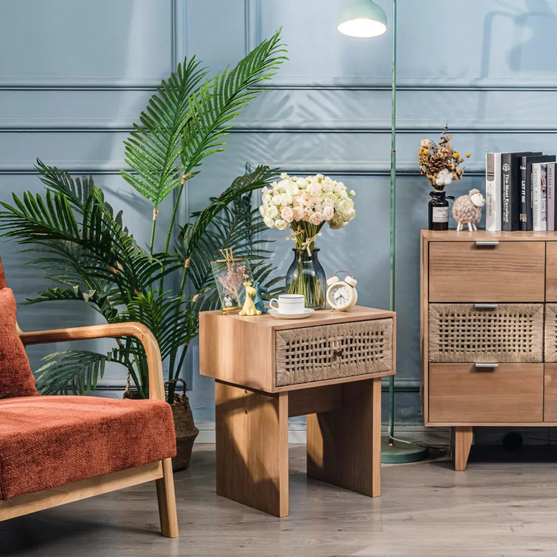Table de Chevet Nuit Appoint Scandinave en Bois
