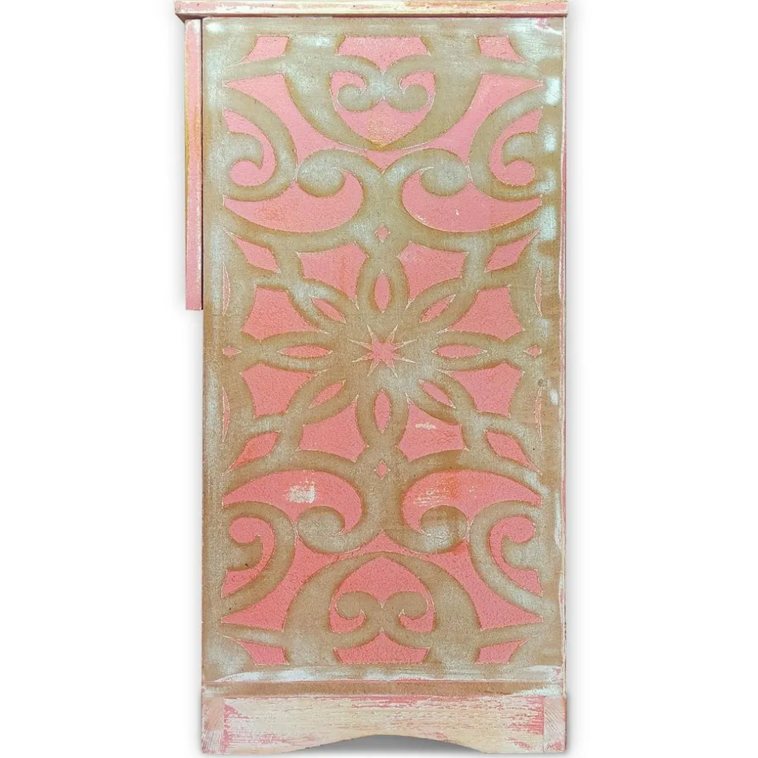 Table de chevet style oriental bois sculpté 1 porte Monbolyto Bois Rose