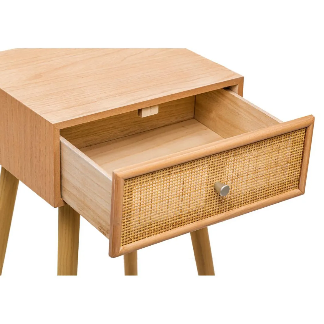 Table de chevet/appoint scandinave en bois tiroir Cannage Rotin Marron