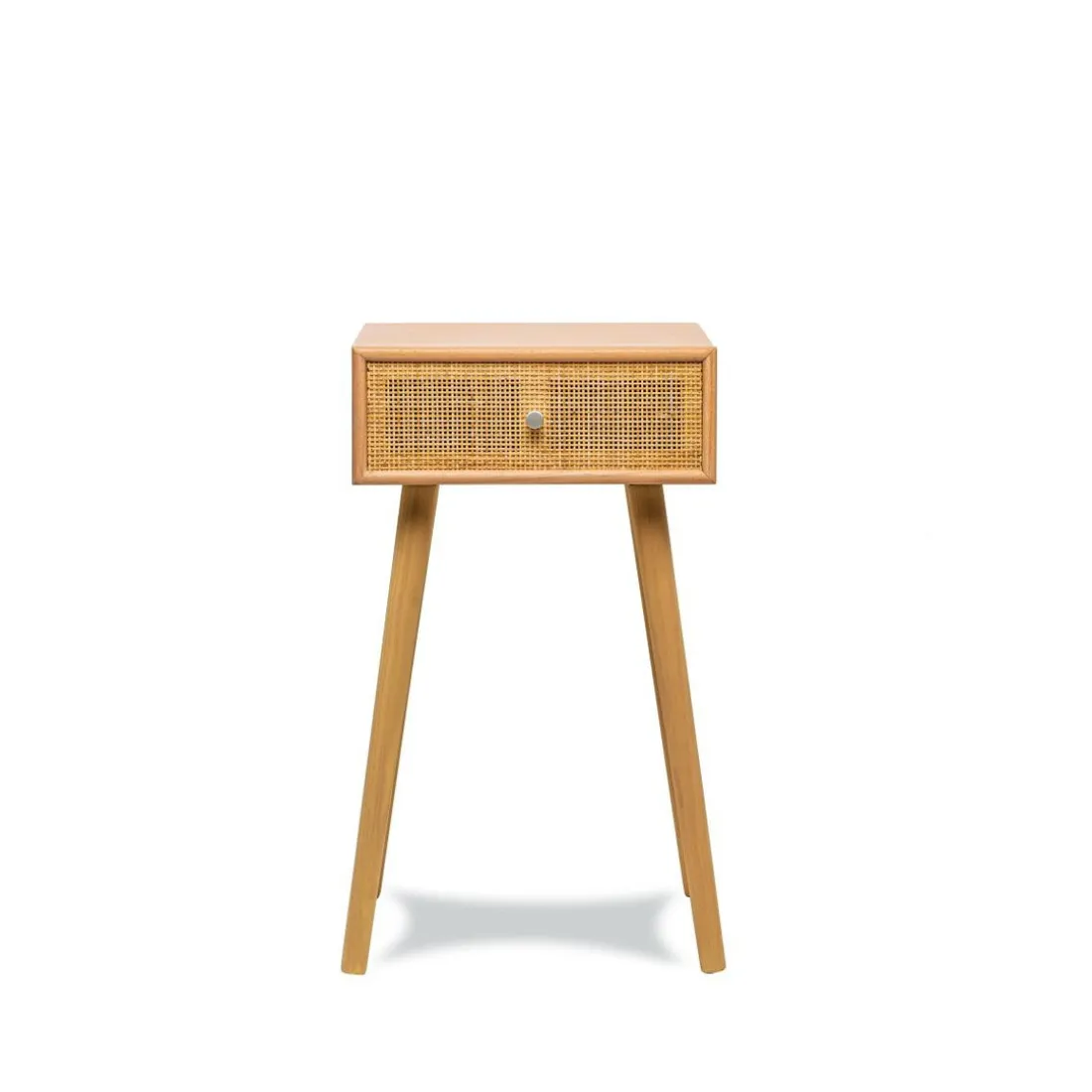 Table de chevet/appoint scandinave en bois tiroir Cannage Rotin Marron