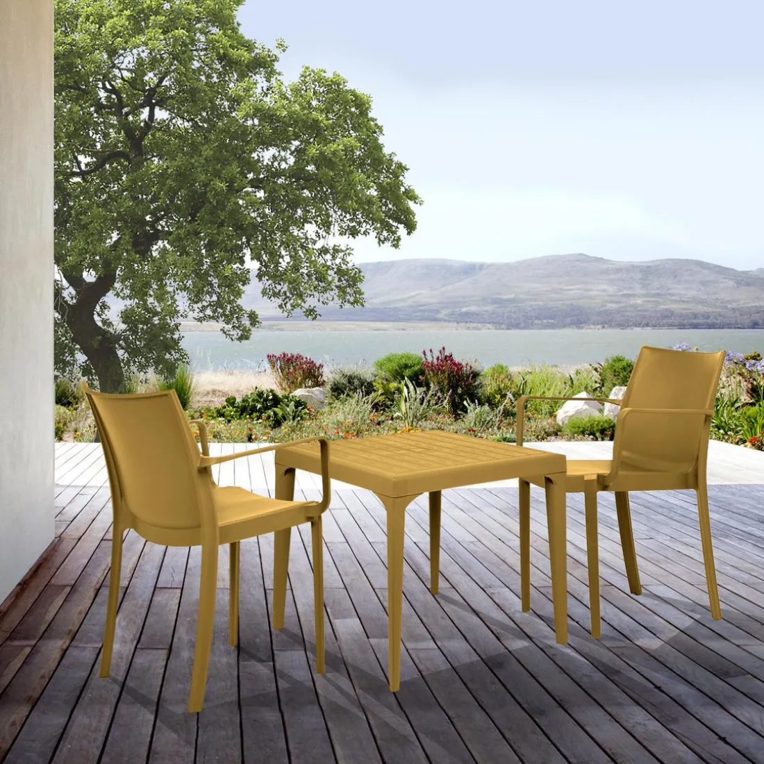 Table De Jardin Jaune Effet Bois Spirit Garden IRIS