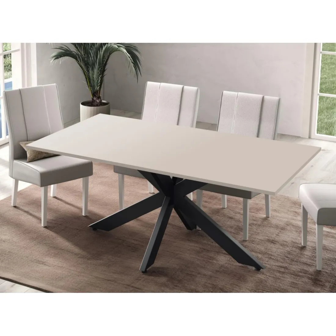 Table de repas pieds métal en Panneau de particules SPIDER