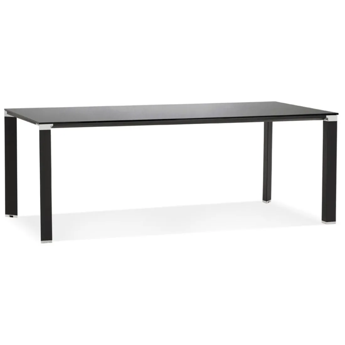 Table de réunion ou à manger design 'XLINE' en verre noir