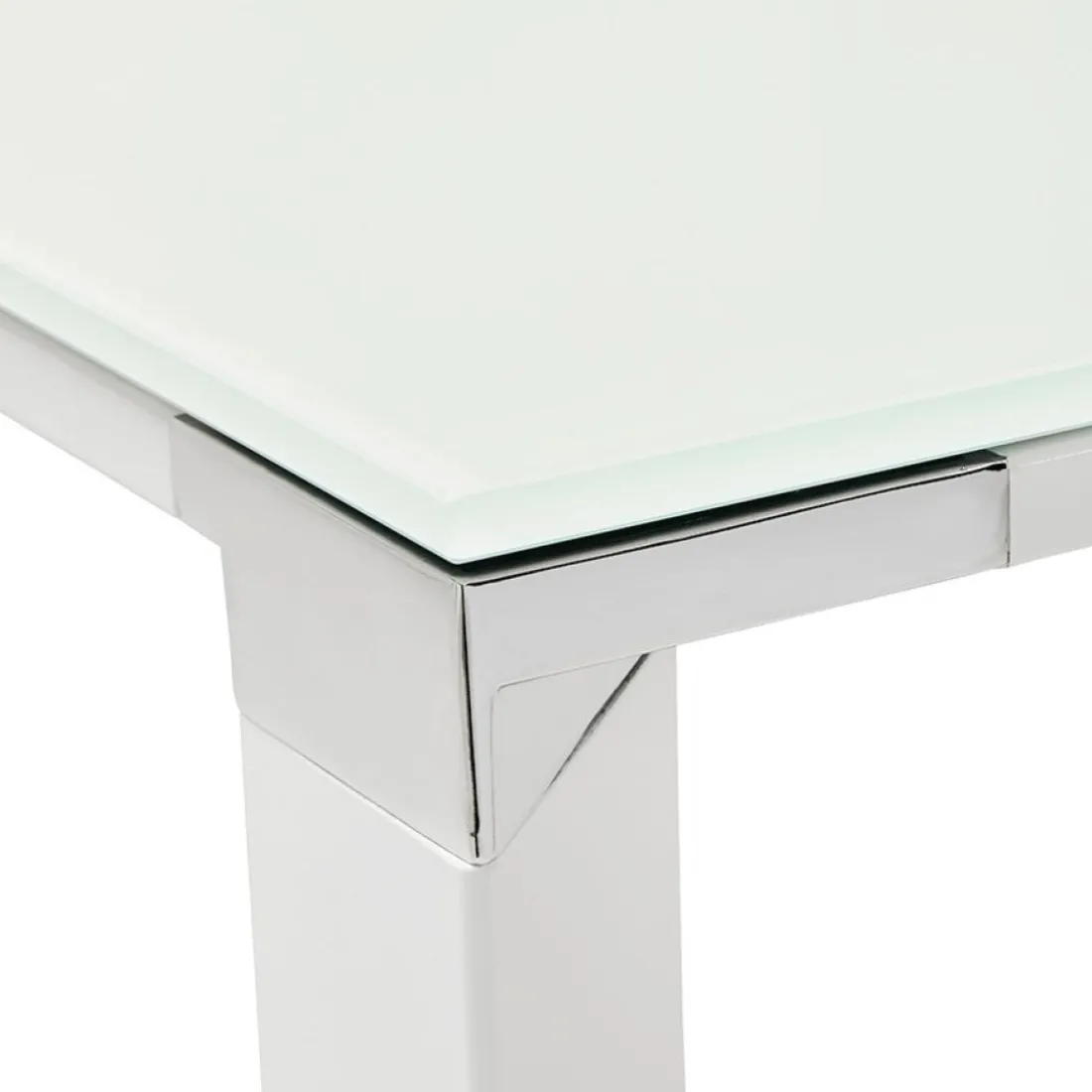 Table de réunion ou à manger design 'XLINE' en verre blanc