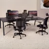Table de réunion ou bureau bench en bois finition Noyer et métal blanc