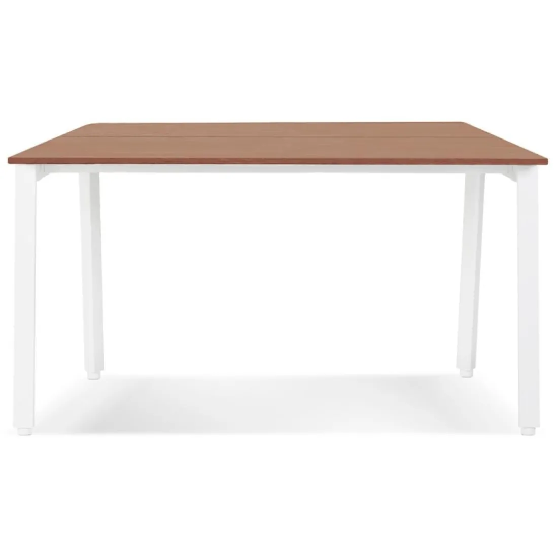 Table de réunion ou bureau bench en bois finition Noyer et métal blanc