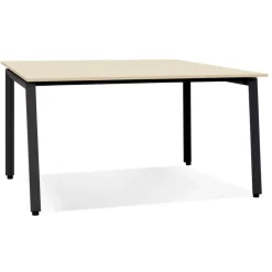 Table de réunion ou bureau bench en bois finition naturelle et métal noir