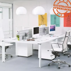 Table de réunion ou bureau bench 'XLINE SQUARE' en bois finition naturelle et métal noir