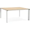 Table de réunion ou bureau bench en bois finition naturelle et métal blanc