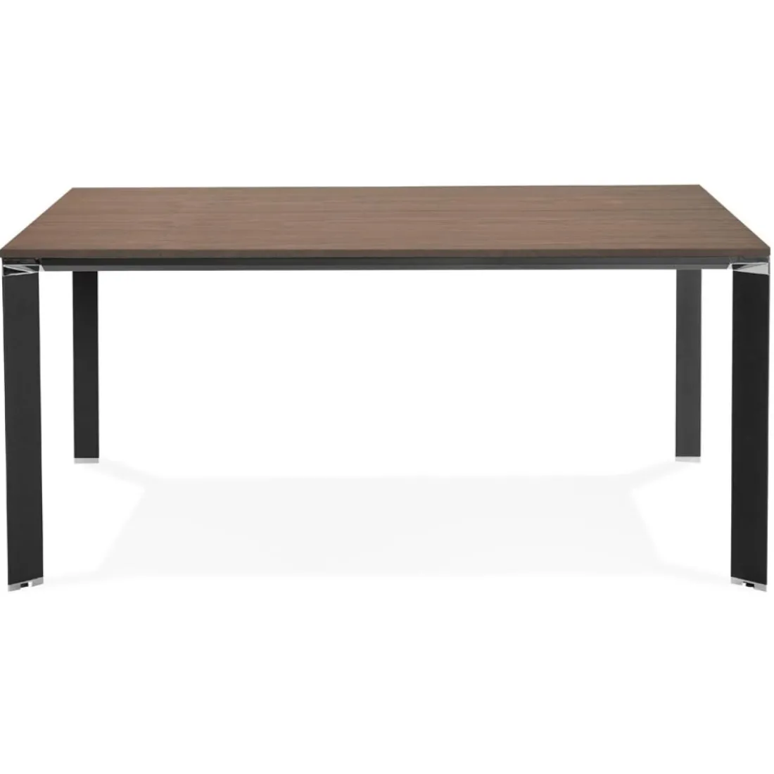 Table de réunion ou bureau bench en bois finition Noyer et métal noir