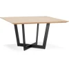 Table de salle à manger carrée 'ANITA' en bois finition naturelle et métal noir
