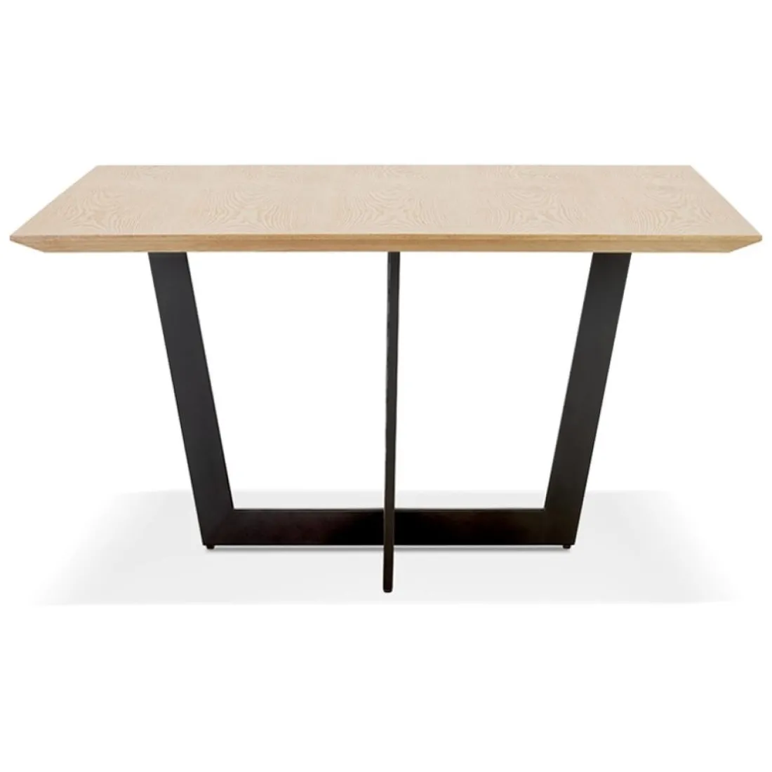 Table de salle à manger carrée 'ANITA' en bois finition naturelle et métal noir