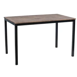 Table de salle à manger en métal noir et en bois Gris
