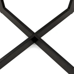 Table de salle à manger ronde 'LULU' en bois finition Noyer et métal noir