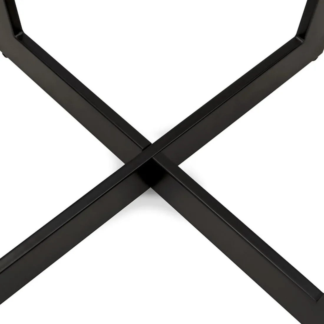 Table de salle à manger ronde 'LULU' en bois finition Noyer et métal noir