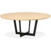 Table de salle à manger ronde en bois finition naturelle et métal noir