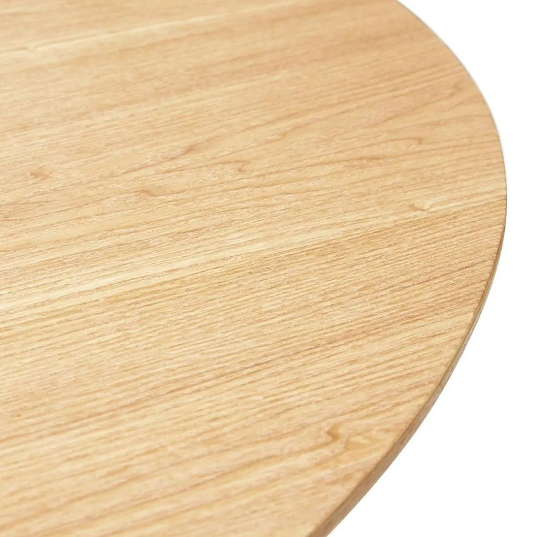 Table de salle à manger ronde en bois finition naturelle et métal noir