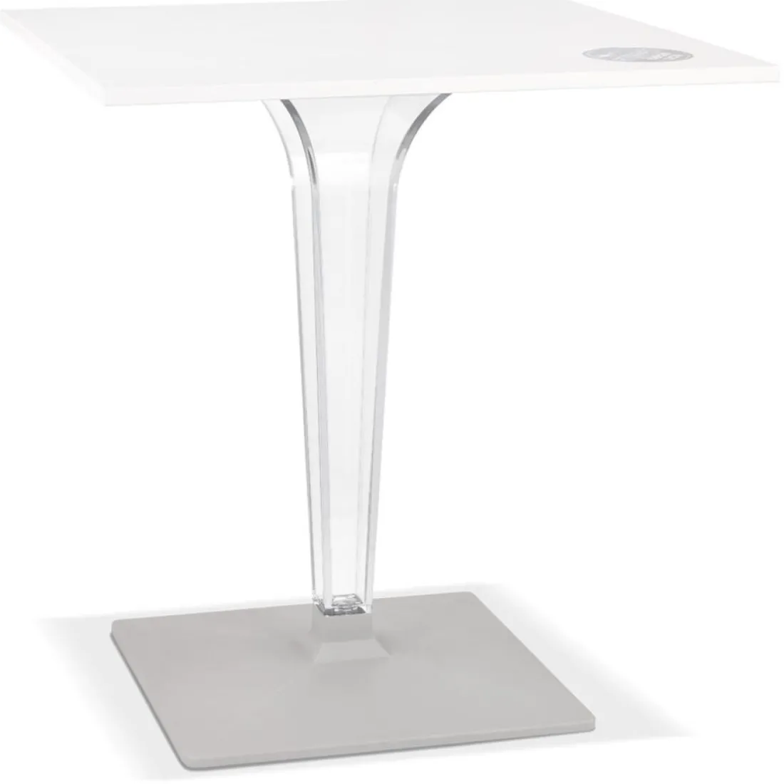 Table de terrasse carrée 'LIMPID' blanche intérieur et extérieur