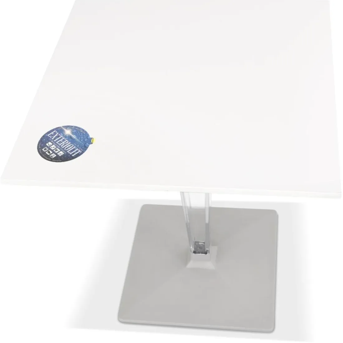 Table de terrasse carrée 'LIMPID' blanche intérieur et extérieur