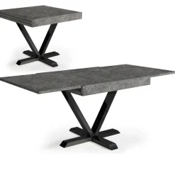 Table Design Rétractable Effet Béton Gris WELL