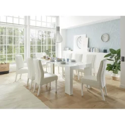 Table extensible Console Blanc laqué brillant