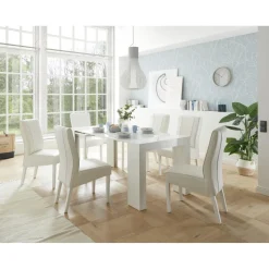 Table extensible Console Blanc laqué brillant