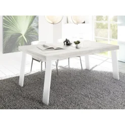 Table fixe PALMA avec pieds en fer chene pino blanc