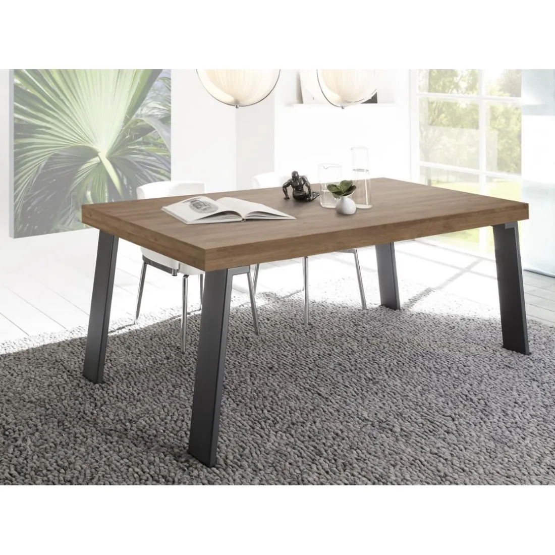 Table fixe PALMA avec pieds en fer MERCURE gris