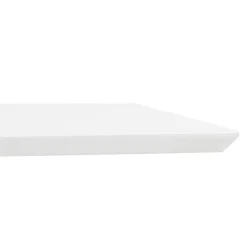 Table haute design blanche avec pied en métal brossé