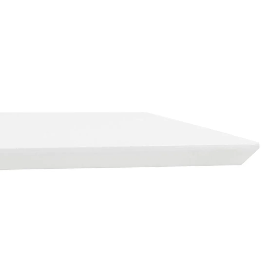 Table haute design blanche avec pied en métal brossé