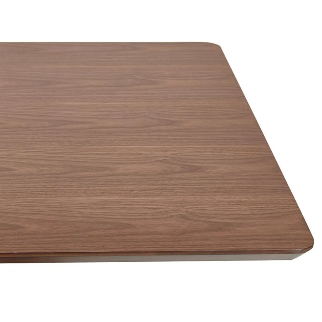 Table haute design en bois finition Noyer avec pied en métal noir