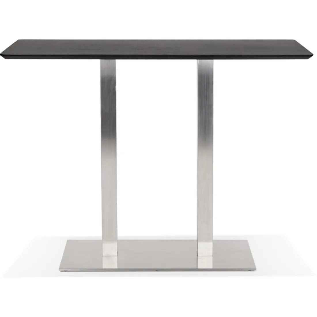 Table haute design 'MAMBO BAR' noire avec pied en métal brossé