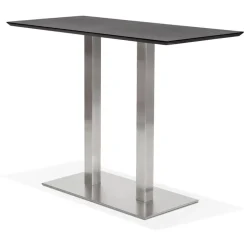 Table haute design 'MAMBO BAR' noire avec pied en métal brossé