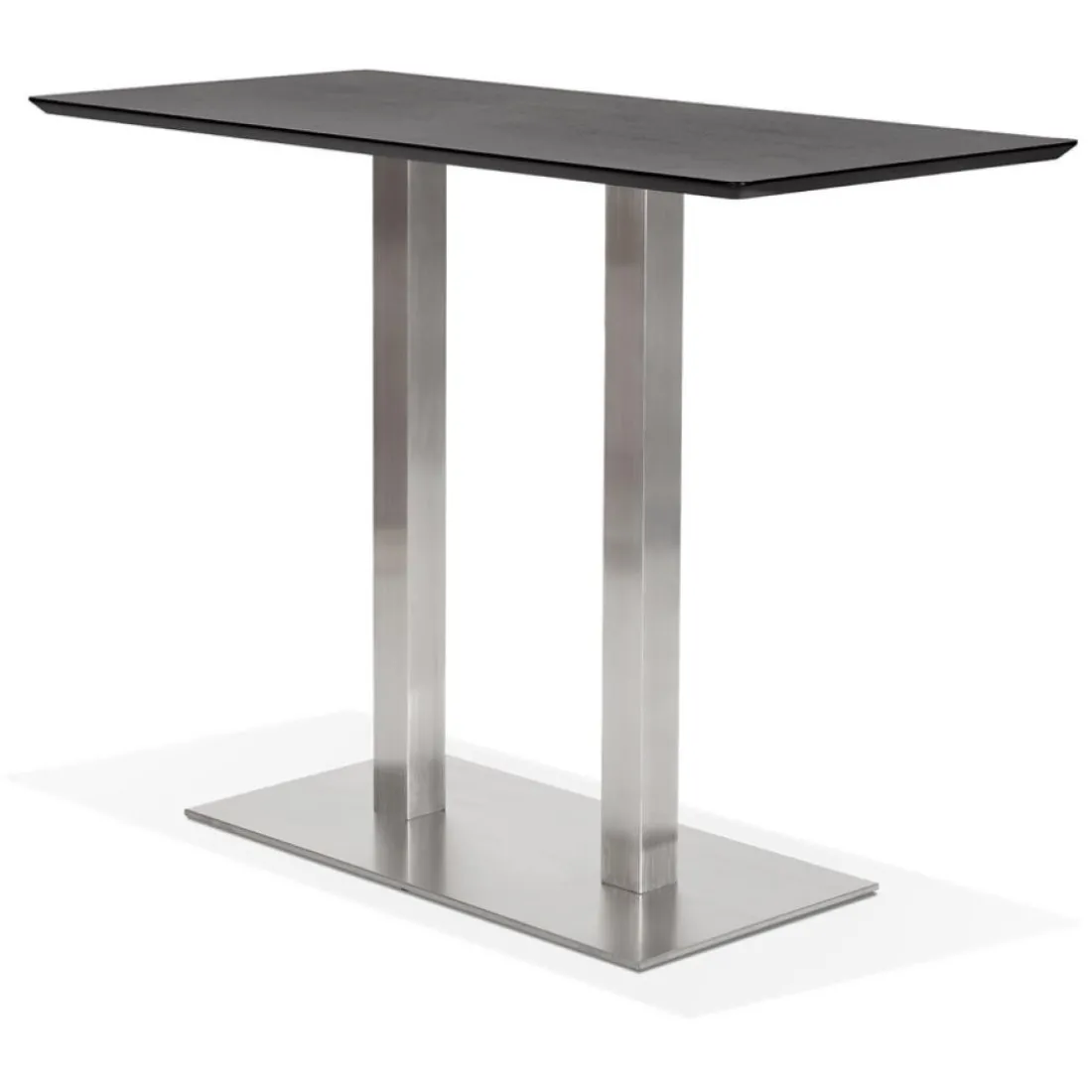 Table haute design 'MAMBO BAR' noire avec pied en métal brossé