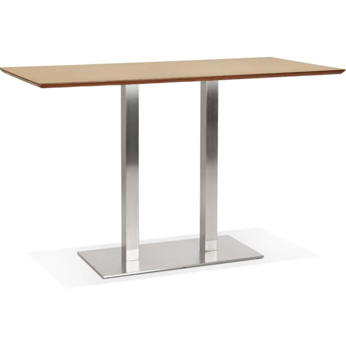 Table haute design 'MAMBO BAR' en bois naturelle avec pied en métal brossé