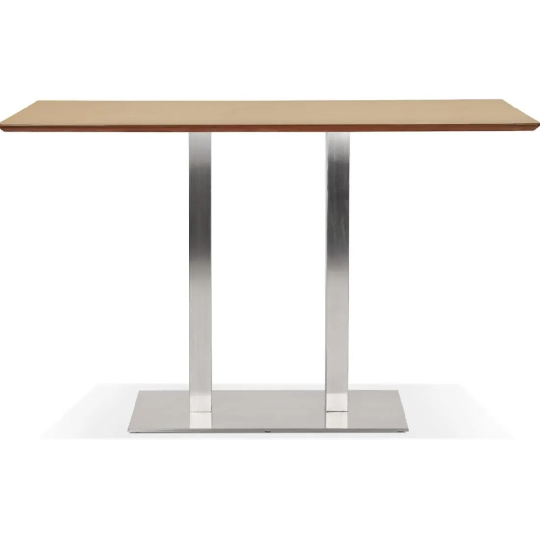 Table haute design 'MAMBO BAR' en bois naturelle avec pied en métal brossé