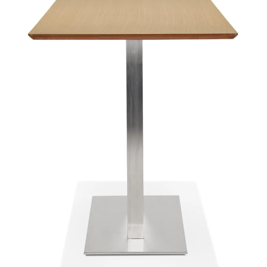 Table haute design 'MAMBO BAR' en bois naturelle avec pied en métal brossé