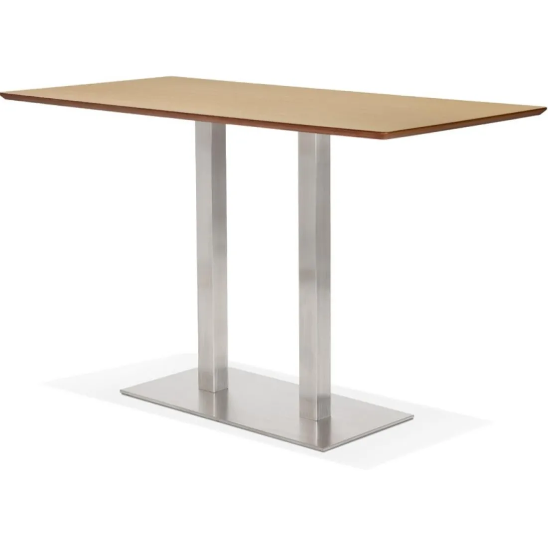Table haute design 'MAMBO BAR' en bois naturelle avec pied en métal brossé