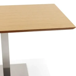 Table haute design 'MAMBO BAR' en bois naturelle avec pied en métal brossé