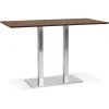 Table haute design 'MAMBO BAR' en bois finition Noyer avec pied en métal