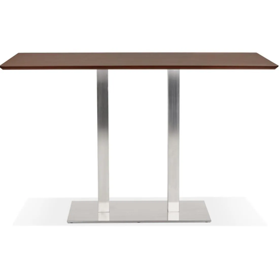 Table haute design 'MAMBO BAR' en bois finition Noyer avec pied en métal