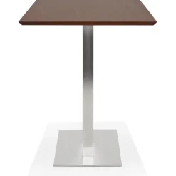 Table haute design 'MAMBO BAR' en bois finition Noyer avec pied en métal