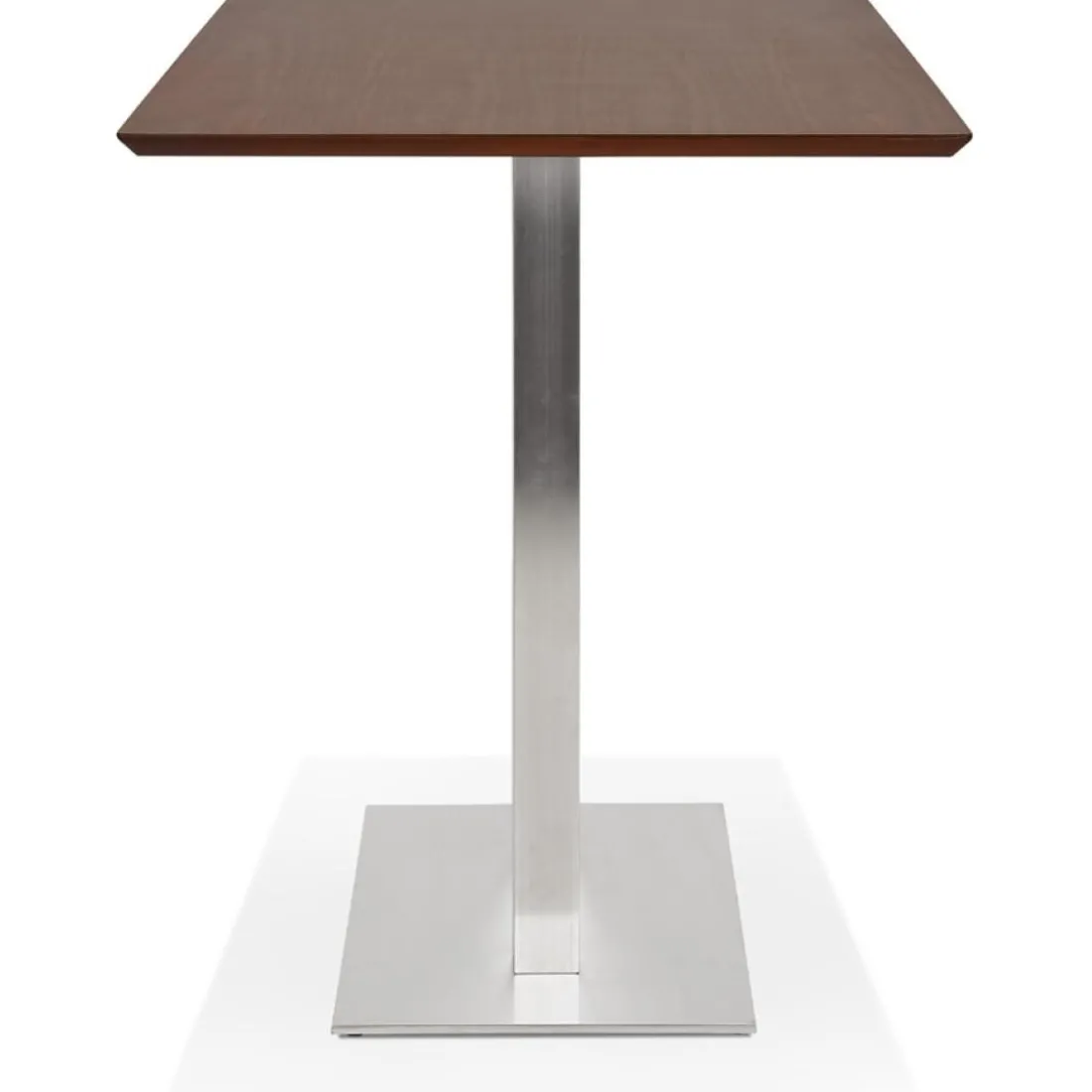 Table haute design 'MAMBO BAR' en bois finition Noyer avec pied en métal