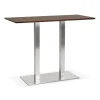 Table haute design 'MAMBO BAR' en bois finition Noyer avec pied en métal brossé