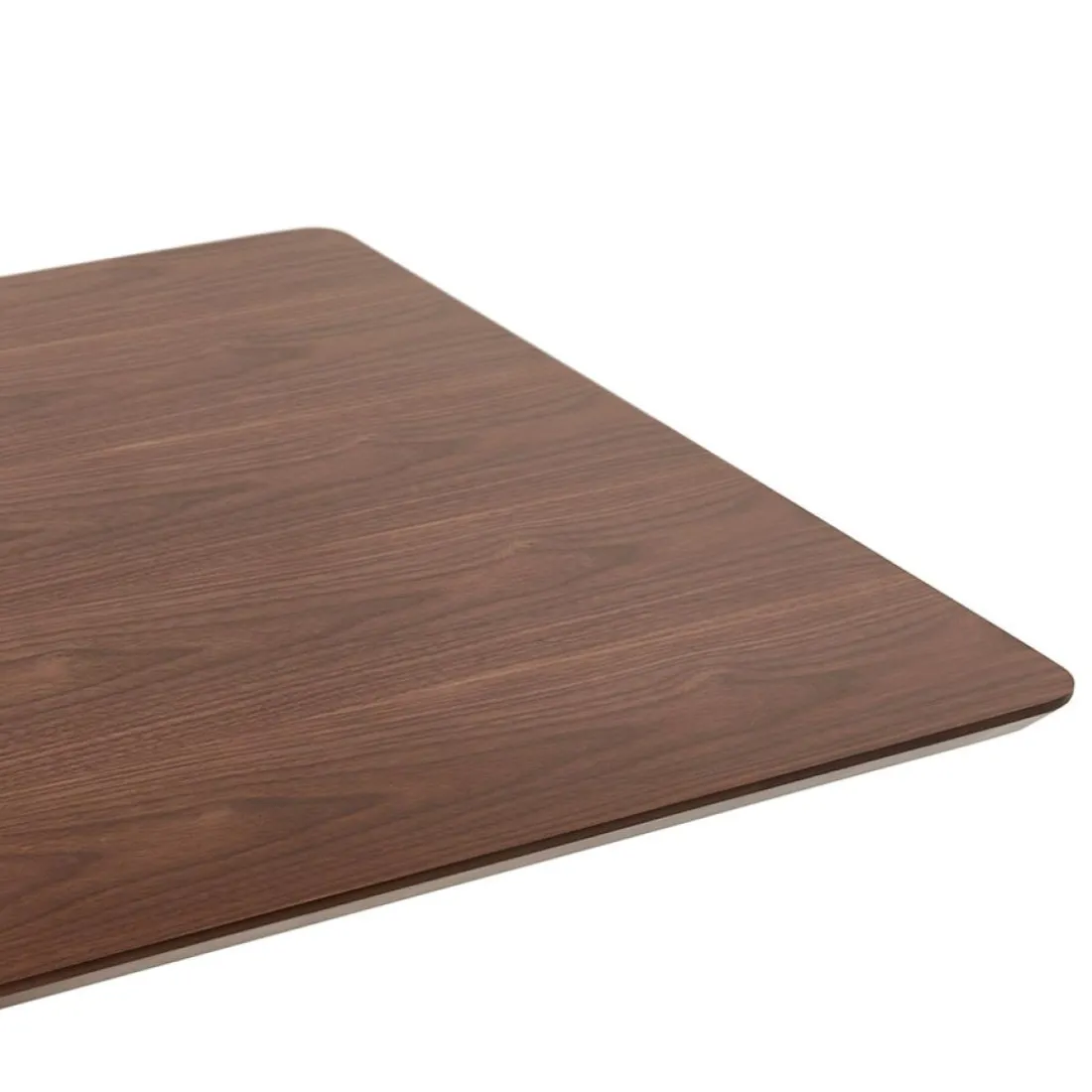 Table haute design 'MAMBO BAR' en bois finition Noyer avec pied en métal brossé