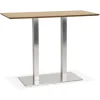 Table haute design 'MAMBO BAR' en bois finition naturelle avec pied en métal brossé