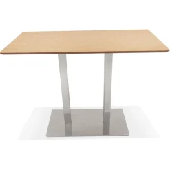 Table haute design 'MAMBO BAR' en bois finition naturelle avec pied en métal brossé