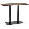 Table haute design 'ZUMBA BAR' en bois finition Noyer avec pied en métal noir